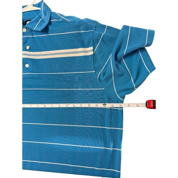 FootJoy FJ Golf Polo Shirt Sky Blue White Stripes Back Logo Mens XL Polyester - Picture 7 of 11